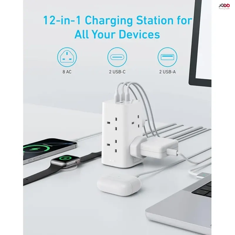چندراهی برق انکر مدل A9185 ظرفیت ۱۲ کاره با پورت USB